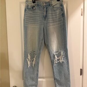 American Eagle Light Blue Distressed Mom Jeans